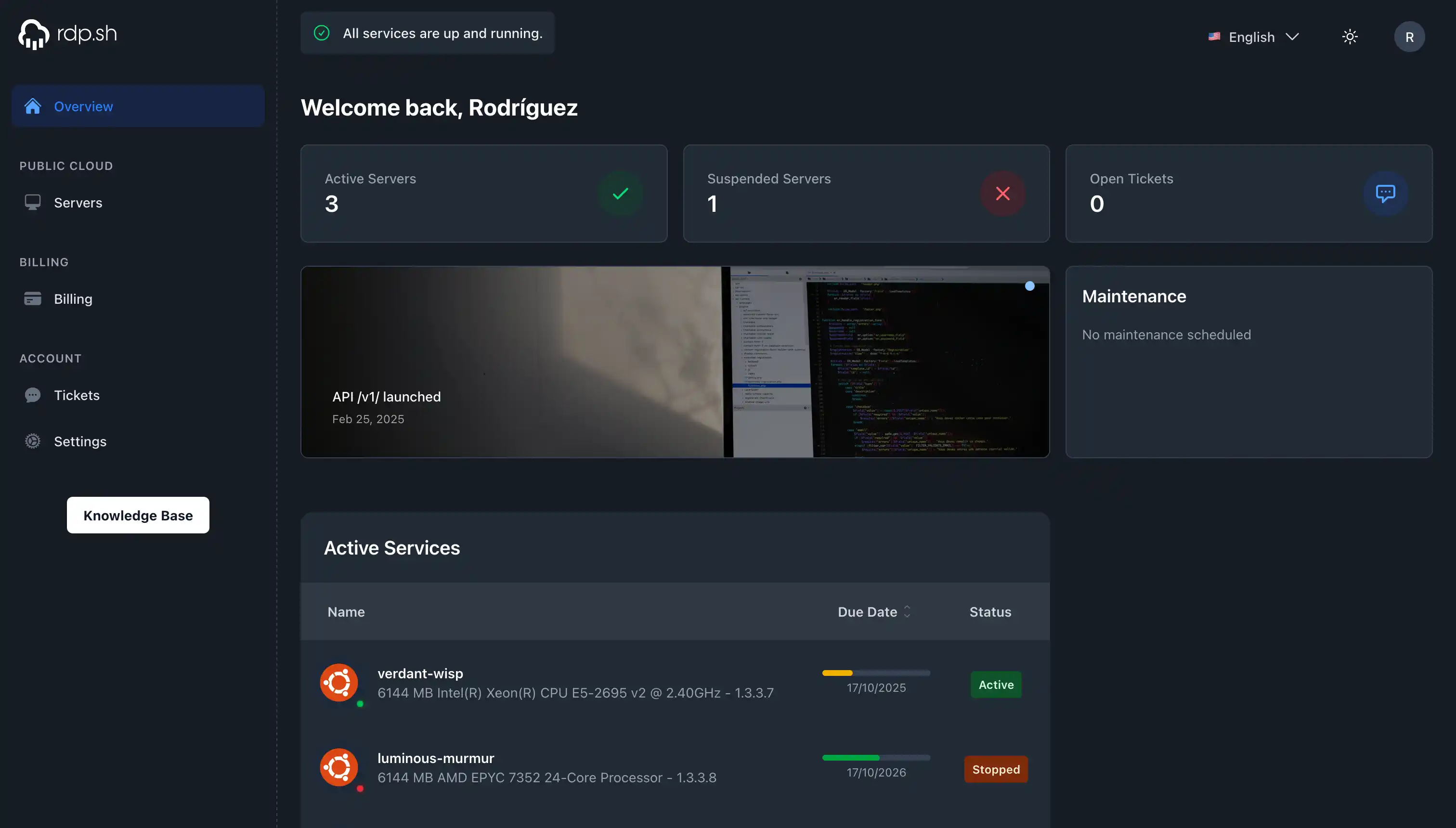 Control Panel Dashboard