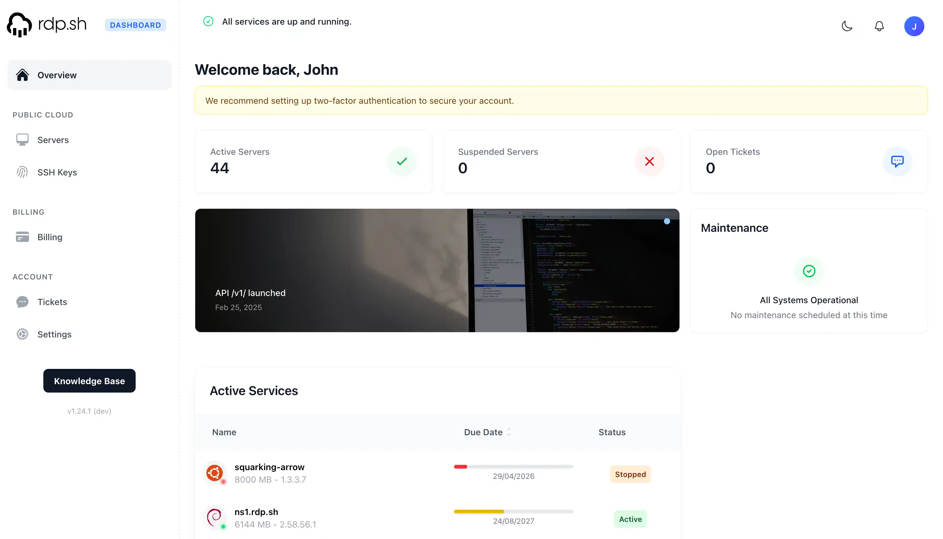Control Panel Interface